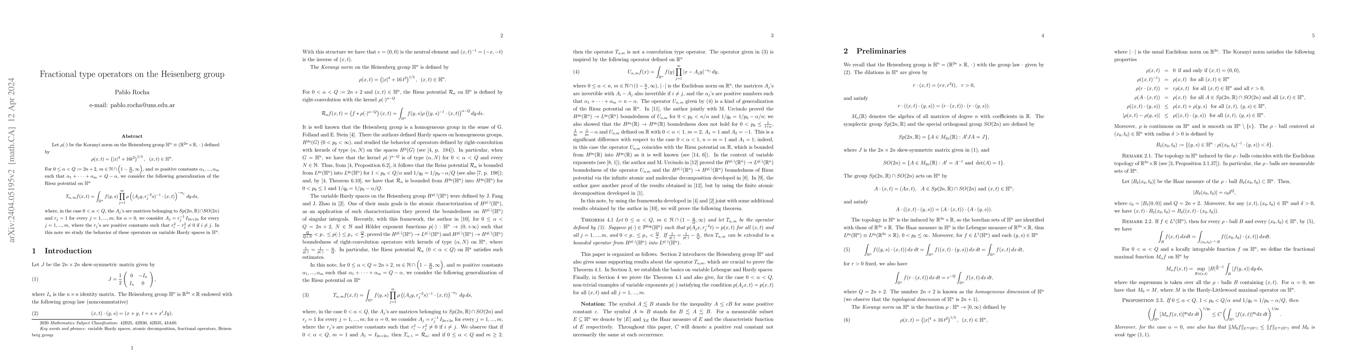 Thumbnail for Fractional type operators on the Heisenberg group