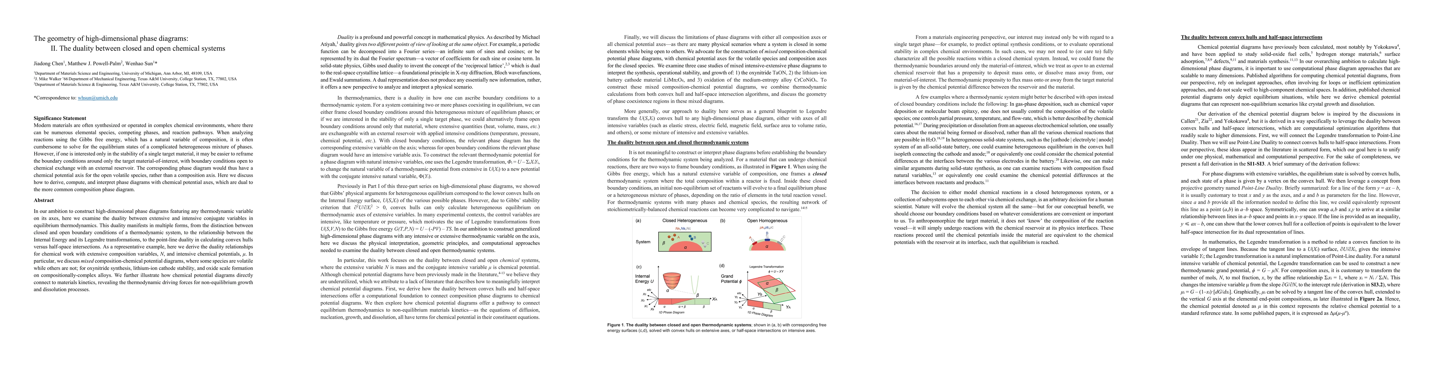 Thumbnail for The geometry of high-dimensional phase diagrams: II. The duality between
  closed and open chemical systems