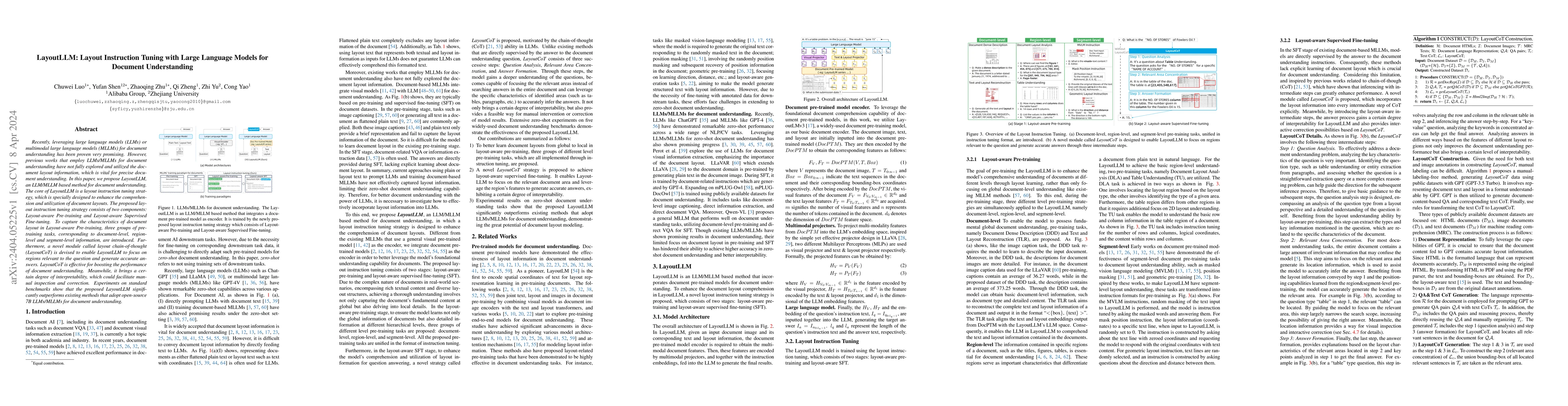 Thumbnail for LayoutLLM: Layout Instruction Tuning with Large Language Models for
  Document Understanding