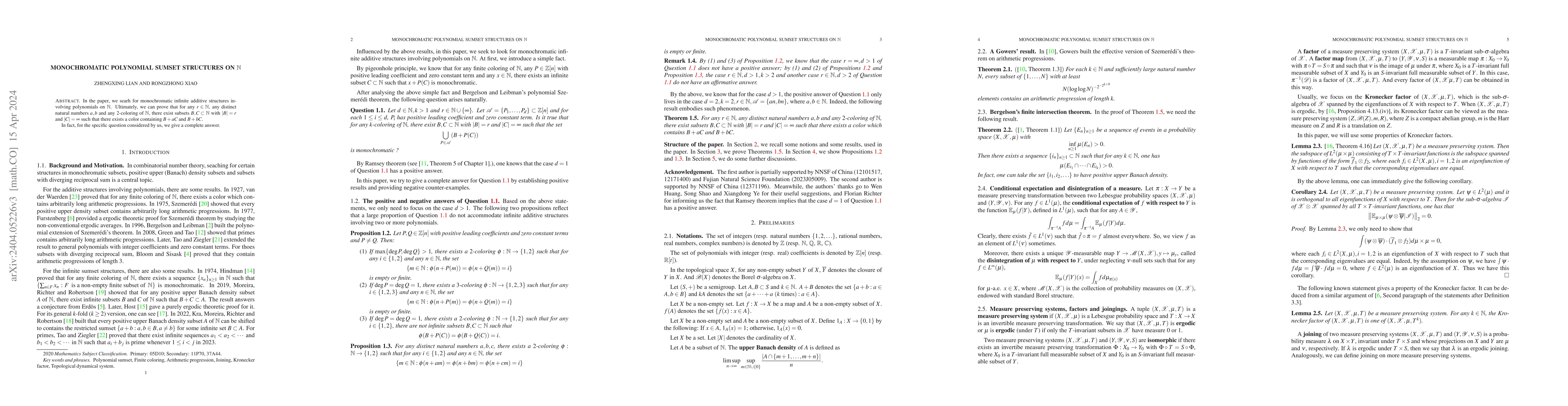 Thumbnail for Monochromatic Polynomial sumset structures on $\mathbb{N}$