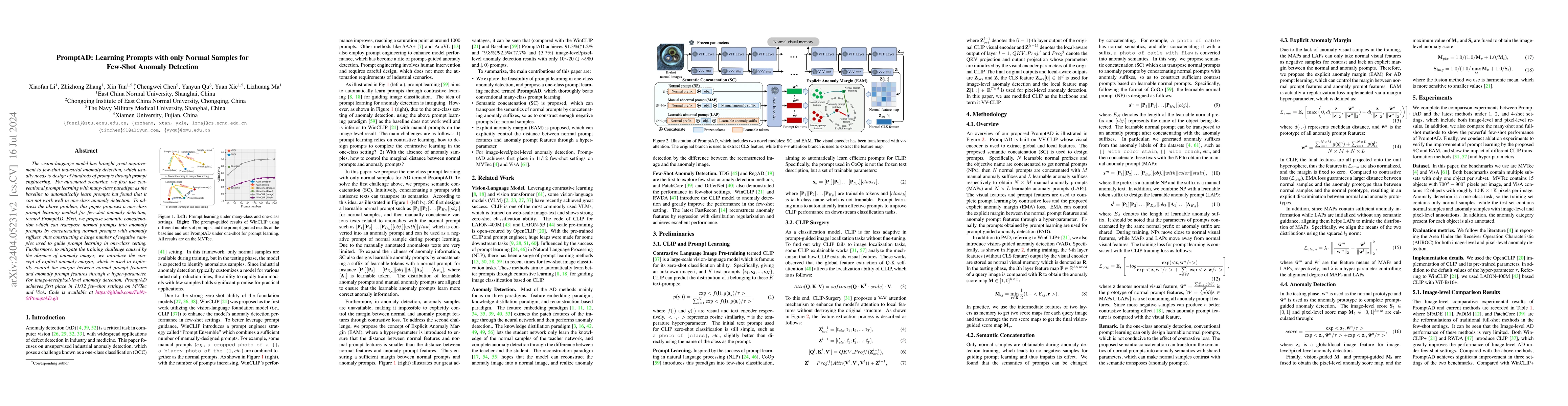 Thumbnail for PromptAD: Learning Prompts with only Normal Samples for Few-Shot Anomaly
  Detection