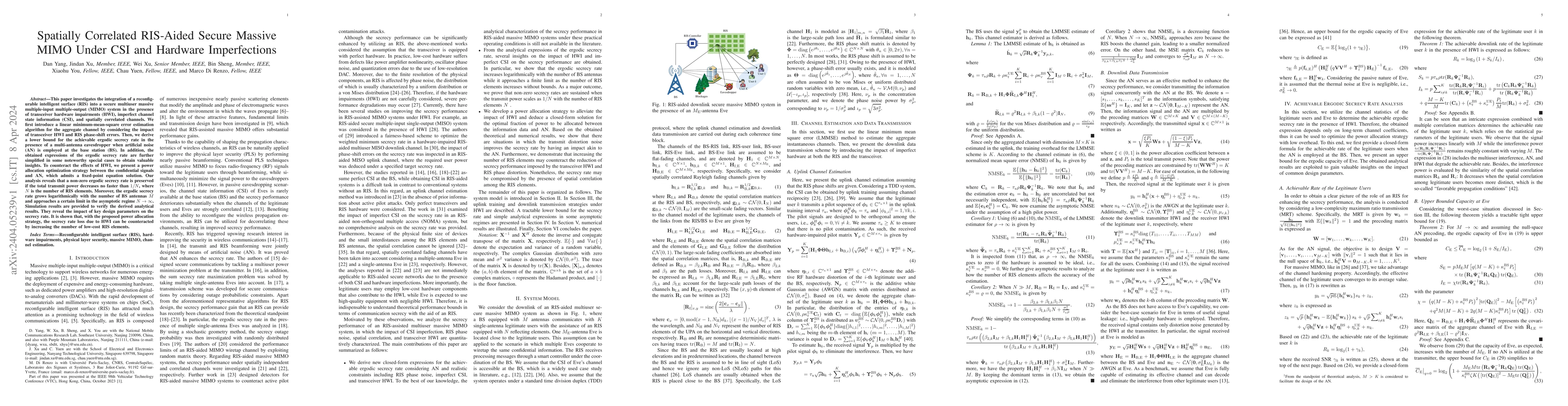 Thumbnail for Spatially Correlated RIS-Aided Secure Massive MIMO Under CSI and
  Hardware Imperfections