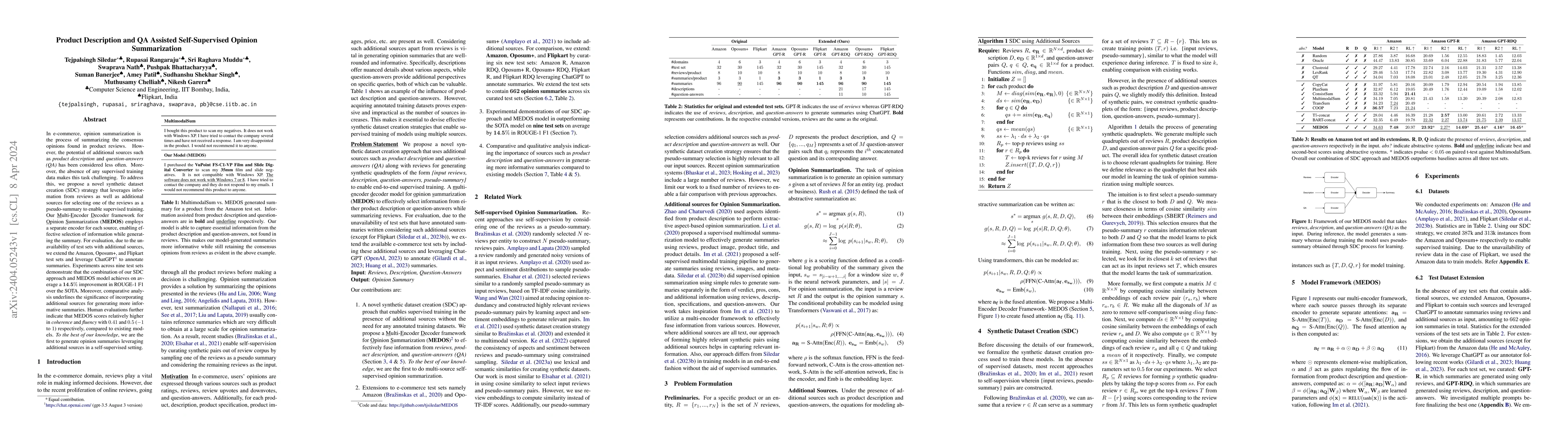 Thumbnail for Product Description and QA Assisted Self-Supervised Opinion
  Summarization
