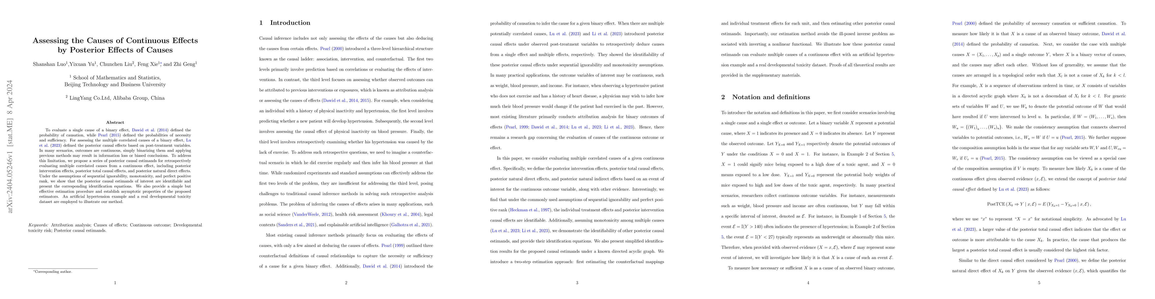 Thumbnail for Assessing the causes of continuous effects by posterior effects of
  causes