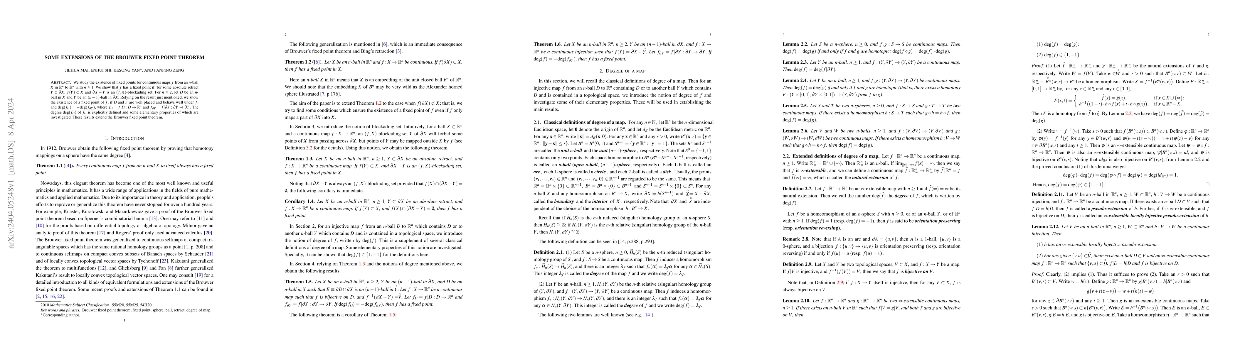 Thumbnail for Some extensions of the Brouwer fixed point theorem