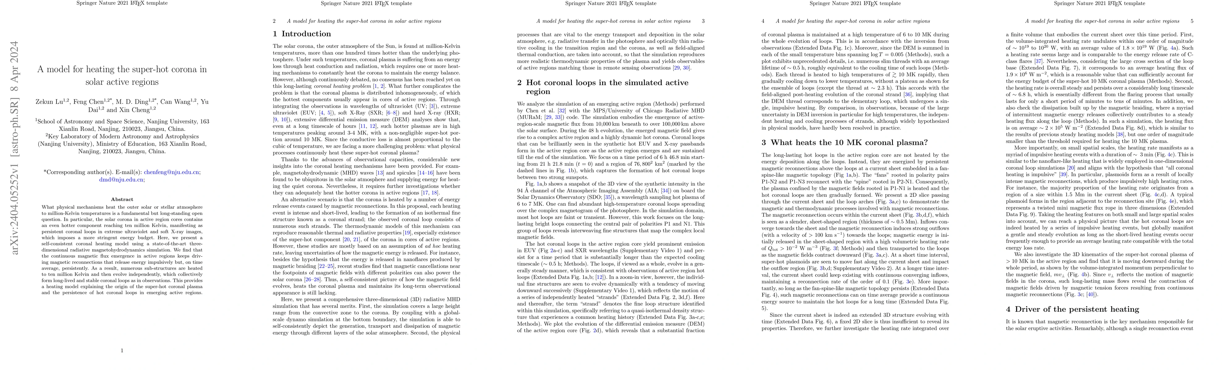 Thumbnail for A model for heating the super-hot corona in solar active regions