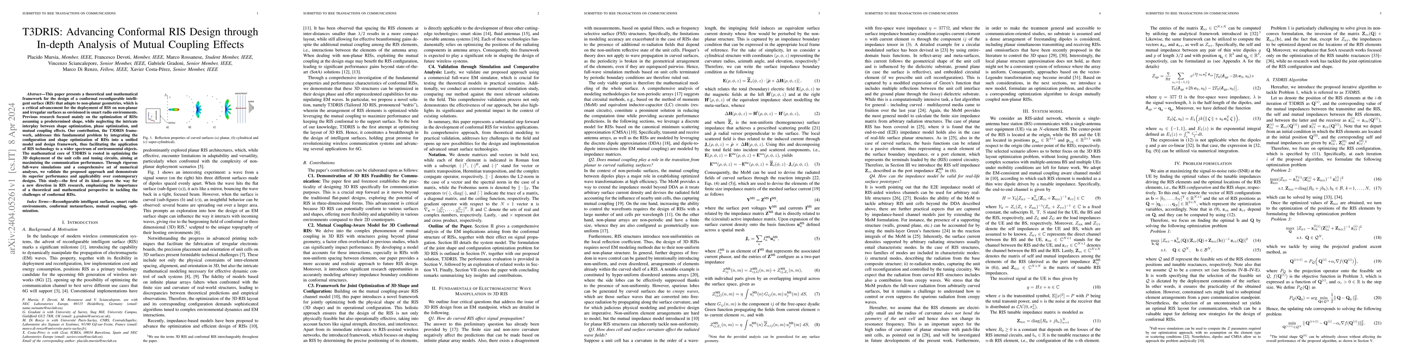 Thumbnail for T3DRIS: Advancing Conformal RIS Design through In-depth Analysis of
  Mutual Coupling Effects