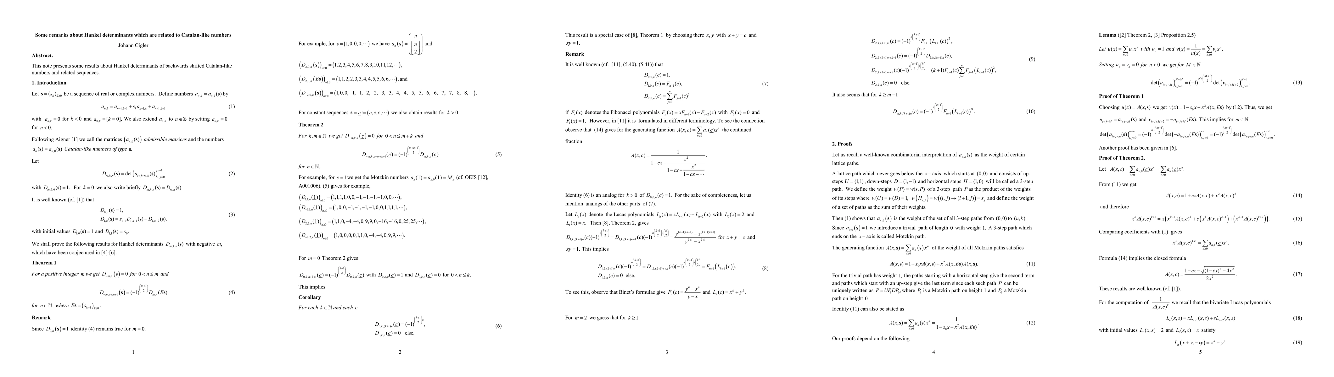 Thumbnail for Some remarks about Hankel determinants which are related to Catalan-like
  numbers