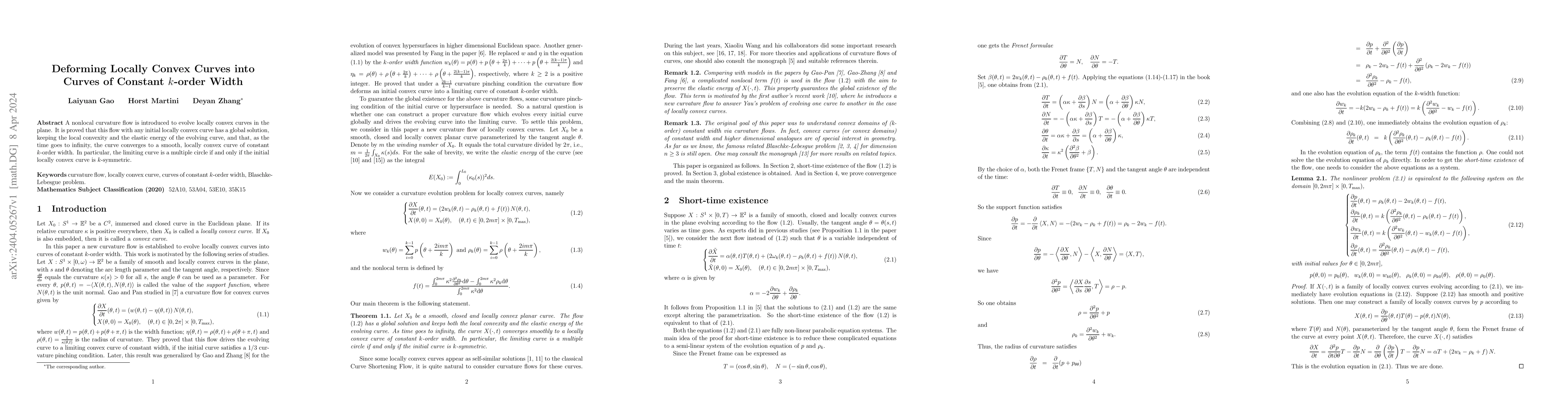 Thumbnail for Deforming Locally Convex Curves into Curves of Constant $k$-order Width
