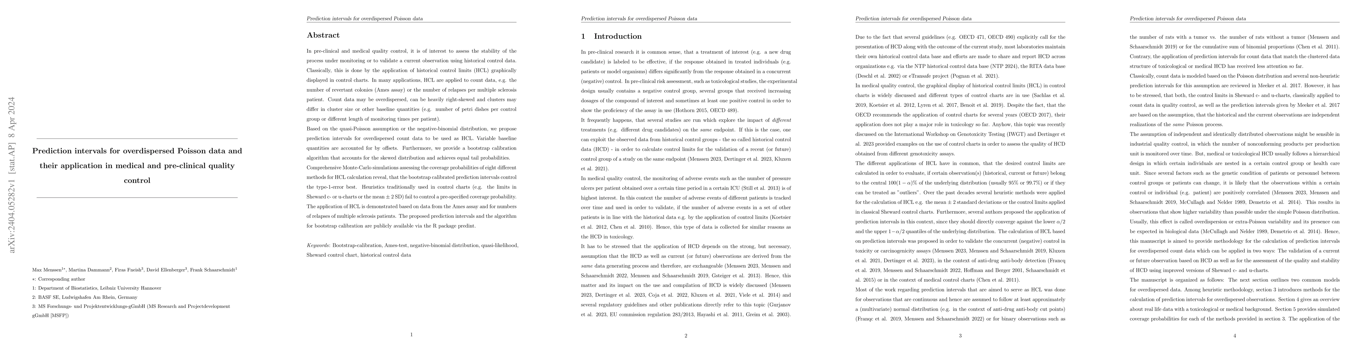 Thumbnail for Prediction intervals for overdispersed Poisson data and their
  application in medical and pre-clinical quality control