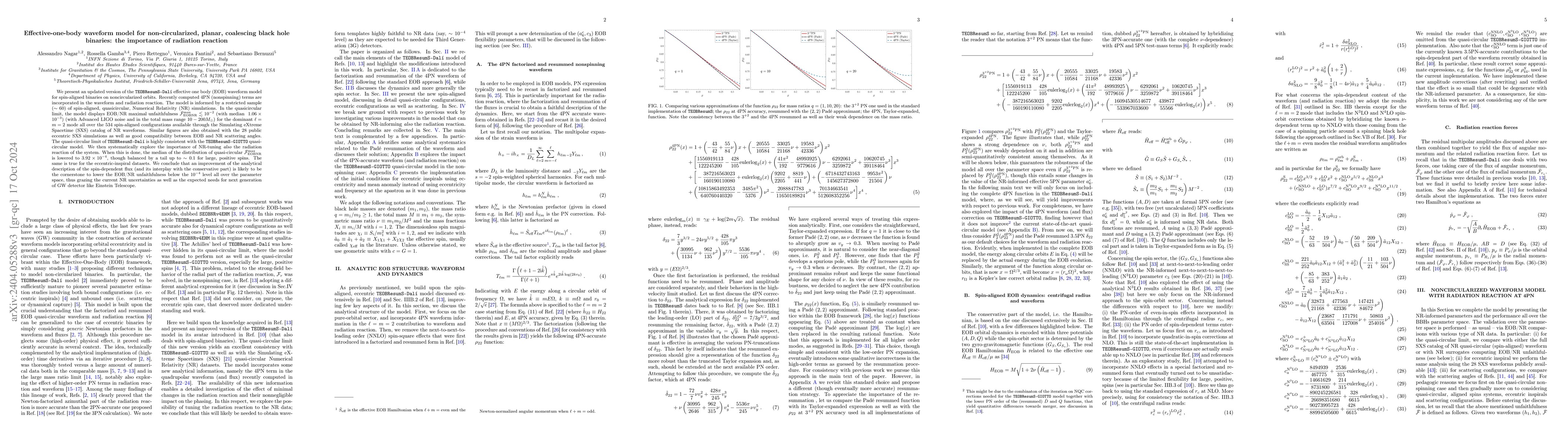 Thumbnail for Effective-one-body waveform model for non-circularized, planar,
  coalescing black hole binaries: the importance of radiation reaction
