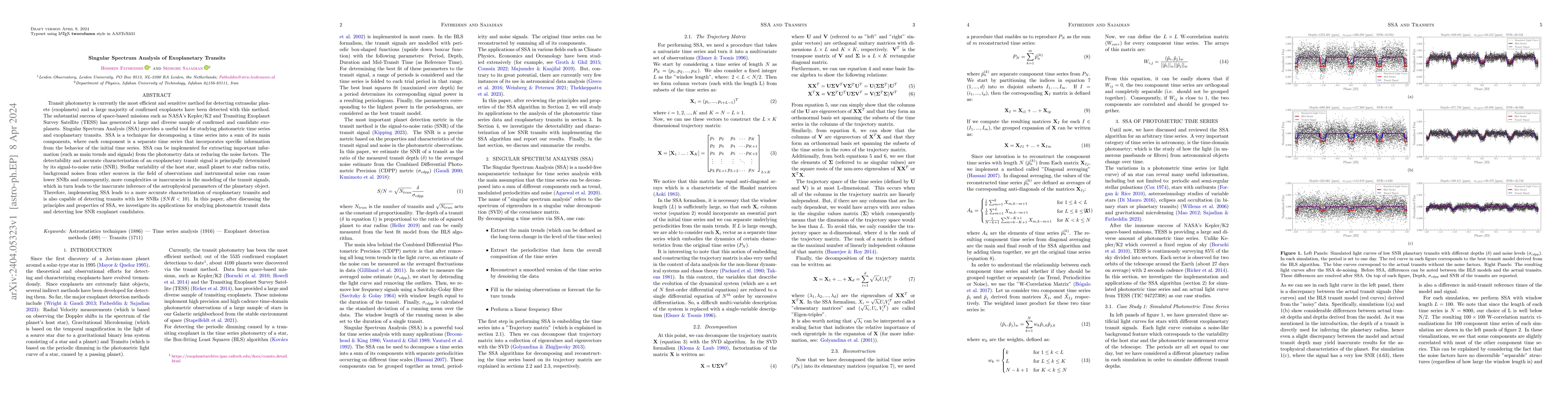 Thumbnail for Singular Spectrum Analysis of Exoplanetary Transits