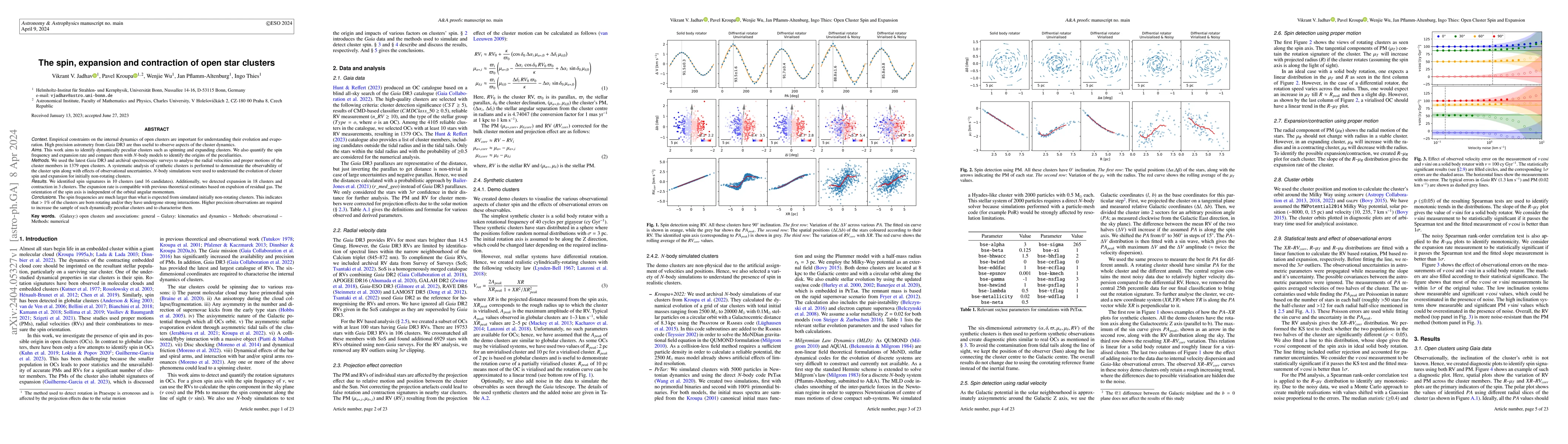 Thumbnail for The spin, expansion and contraction of open star clusters