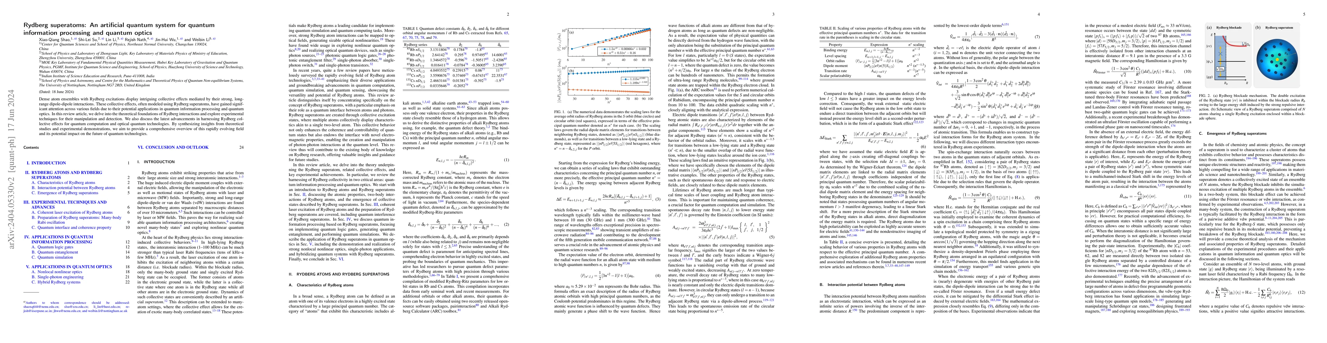 Thumbnail for Rydberg superatoms: An artificial quantum system for quantum information
  processing and quantum optics