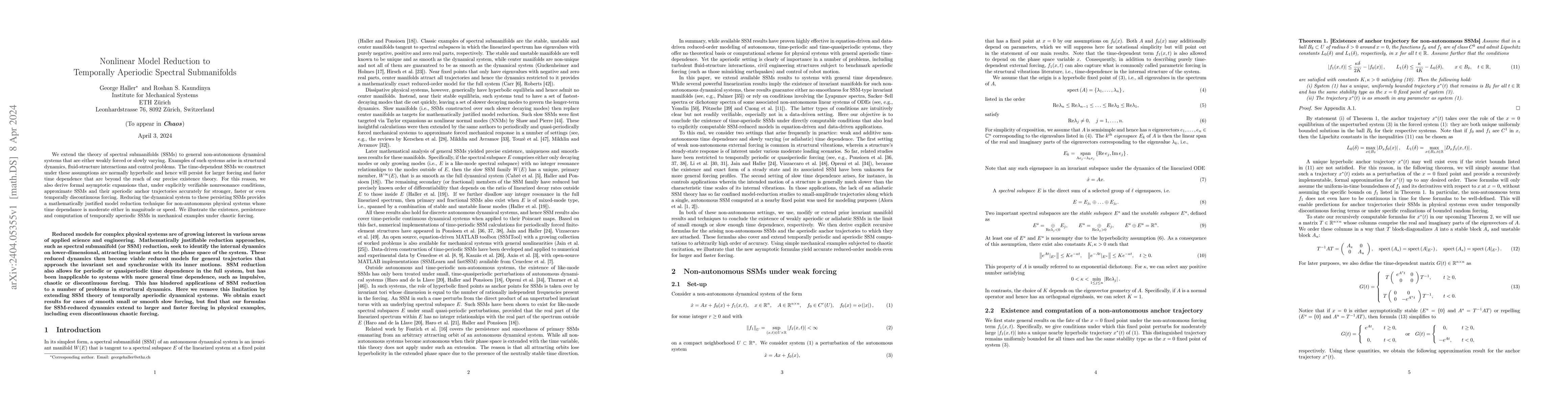 Thumbnail for Nonlinear Model Reduction to Temporally Aperiodic Spectral Submanifolds