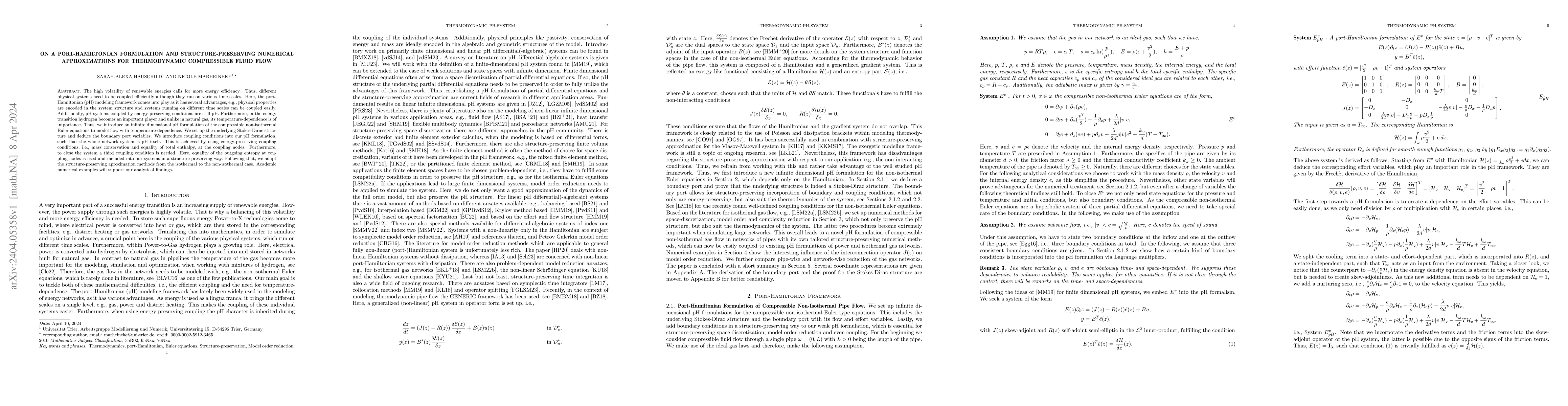 Thumbnail for On a port-Hamiltonian formulation and structure-preserving numerical
  approximations for thermodynamic compressible fluid flow
