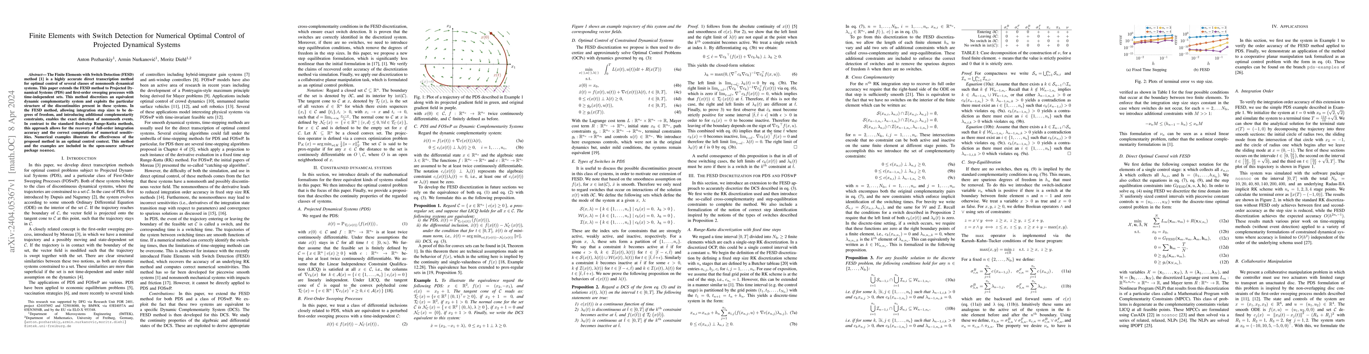 Thumbnail for Finite Elements with Switch Detection for Numerical Optimal Control of
  Projected Dynamical Systems