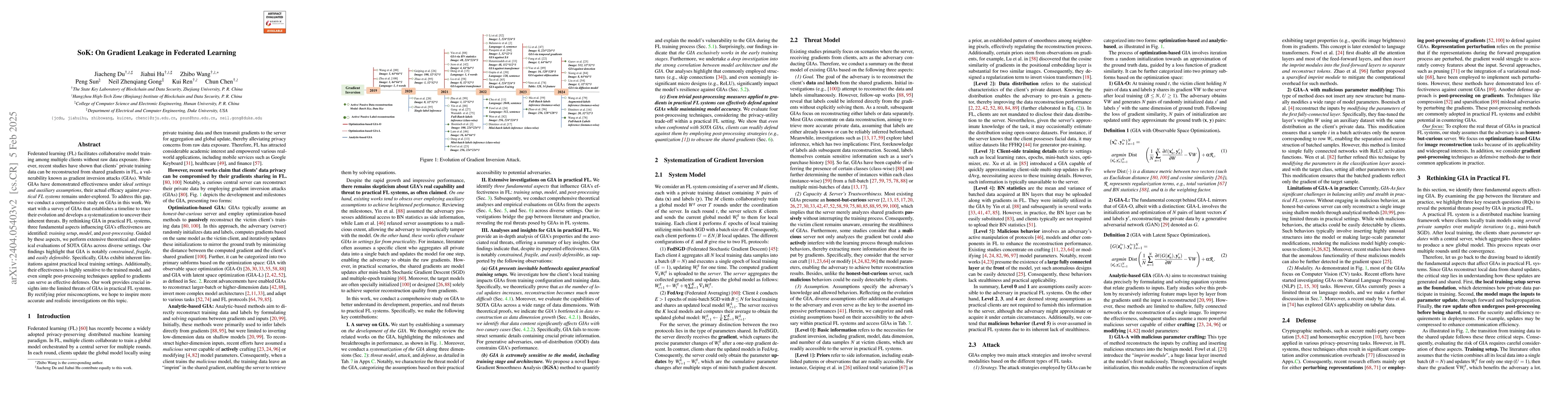 Thumbnail for SoK: Gradient Leakage in Federated Learning