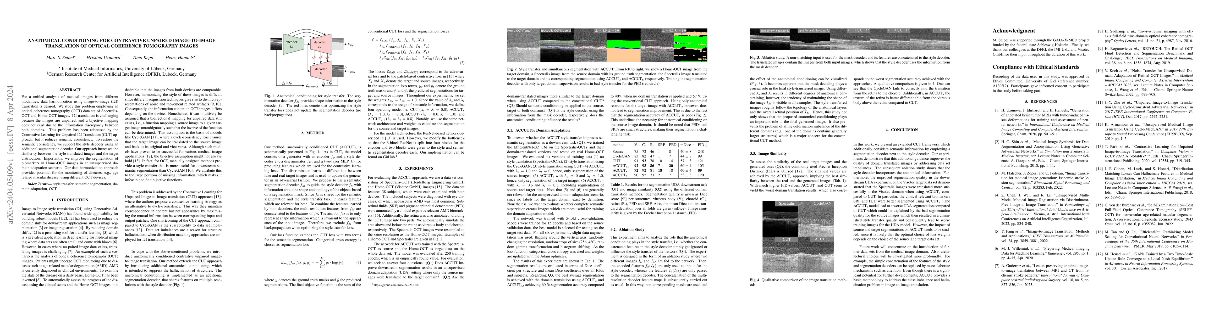 Thumbnail for Anatomical Conditioning for Contrastive Unpaired Image-to-Image
  Translation of Optical Coherence Tomography Images