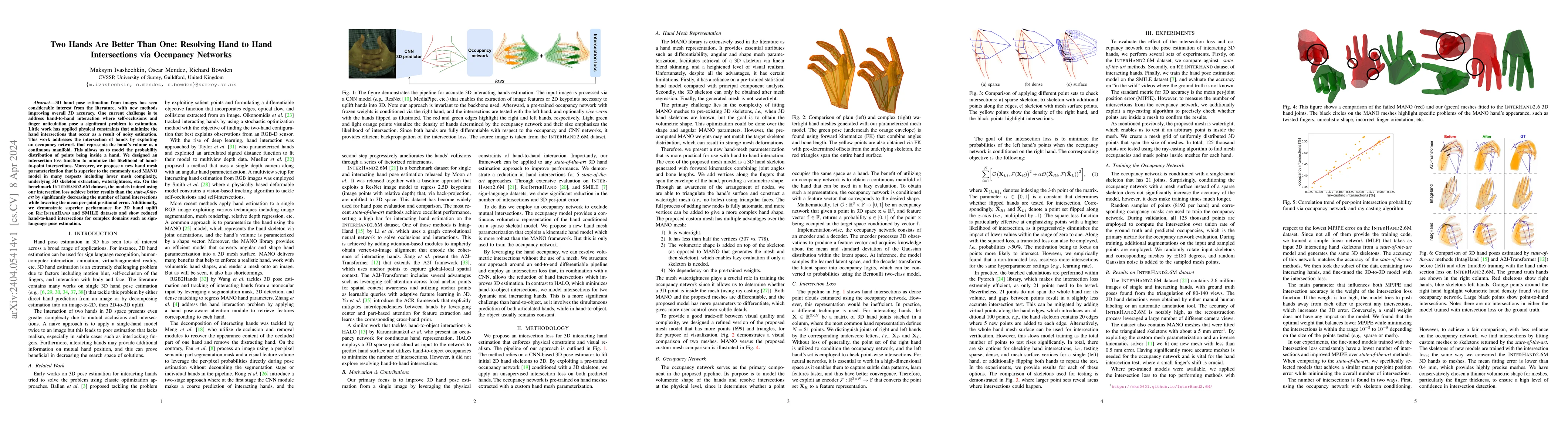 Thumbnail for Two Hands Are Better Than One: Resolving Hand to Hand Intersections via
  Occupancy Networks
