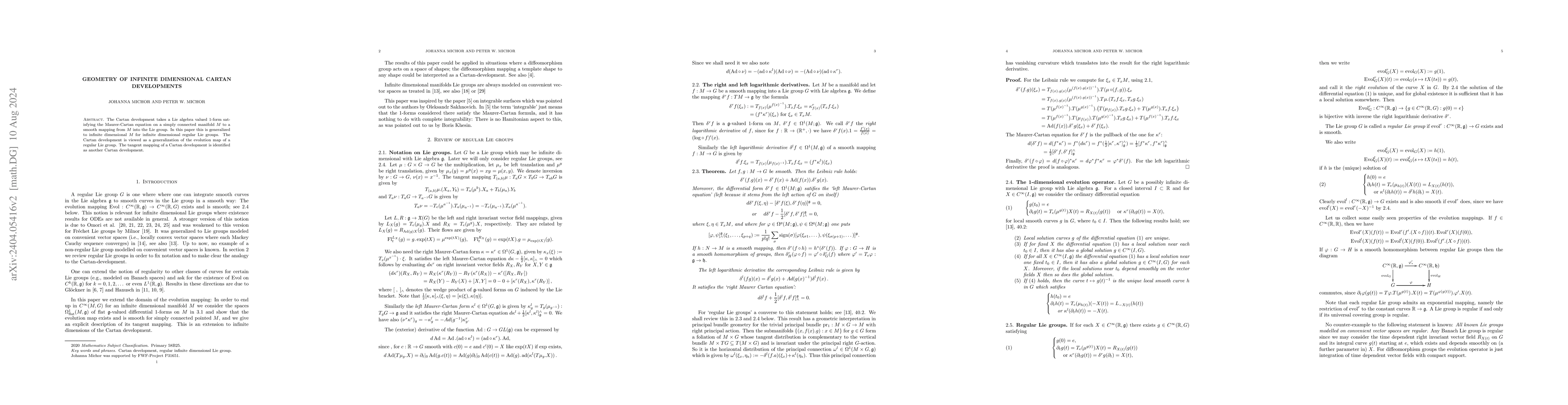 Thumbnail for Geometry of infinite dimensional Cartan Developments