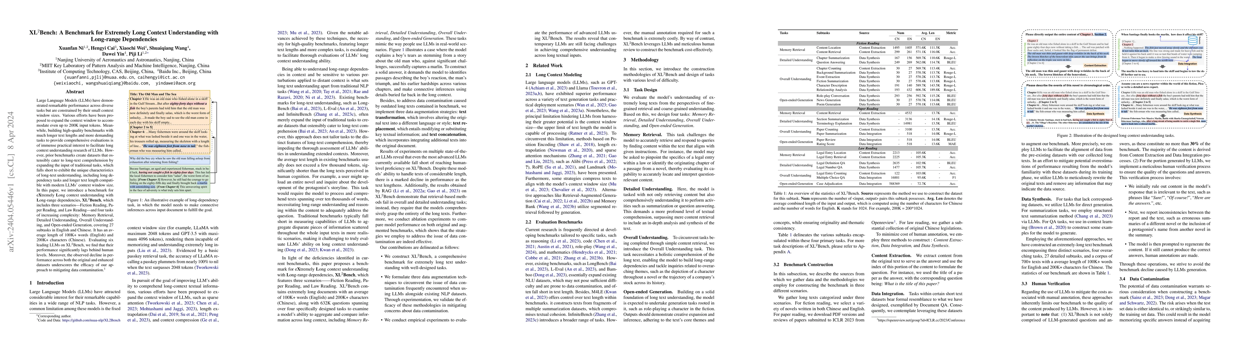 Thumbnail for XL$^2$Bench: A Benchmark for Extremely Long Context Understanding with
  Long-range Dependencies