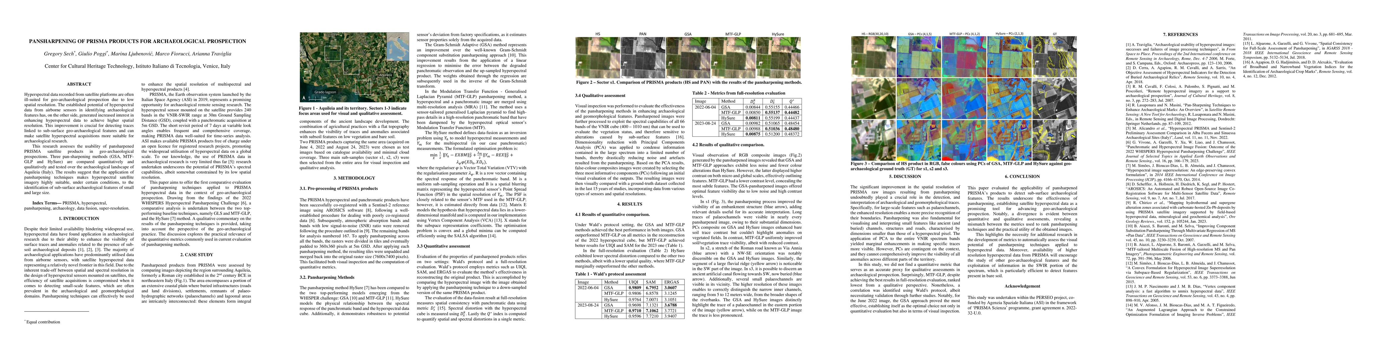 Thumbnail for Pansharpening of PRISMA products for archaeological prospection