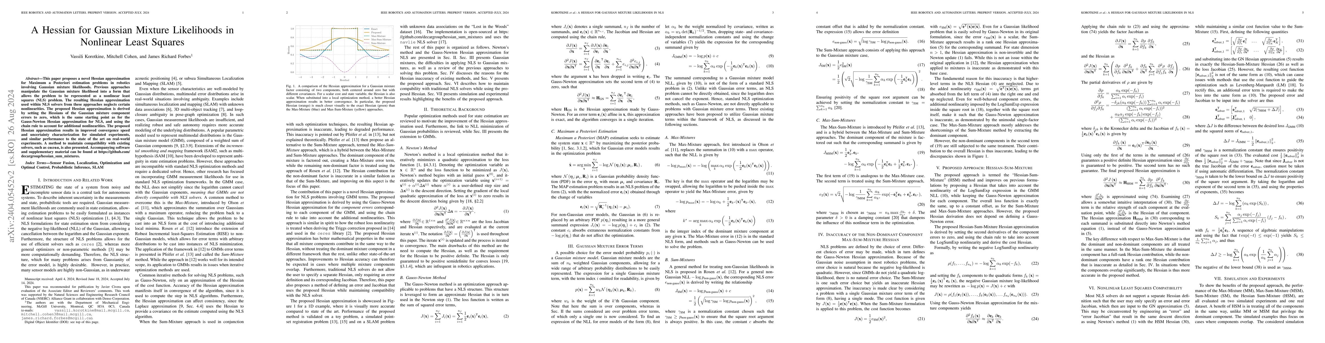 Thumbnail for A Hessian for Gaussian Mixture Likelihoods in Nonlinear Least Squares