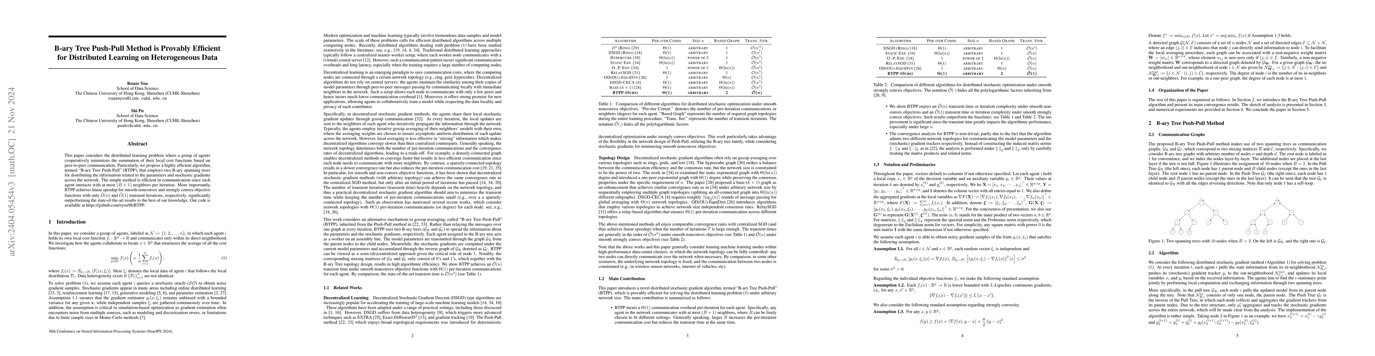 Thumbnail for B-ary Tree Push-Pull Method is Provably Efficient for Distributed
  Learning on Heterogeneous Data