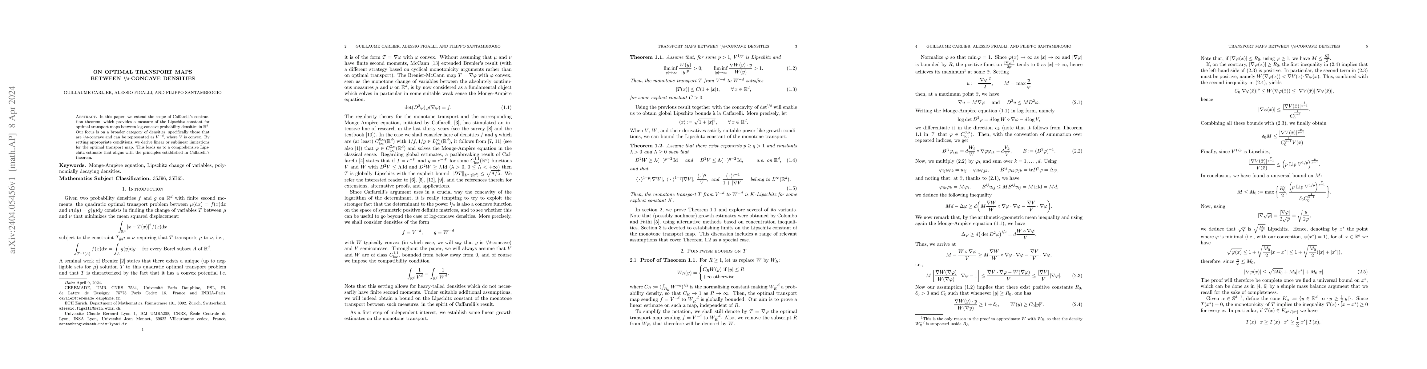 Thumbnail for On Optimal Transport Maps Between 1 /d-Concave Densities