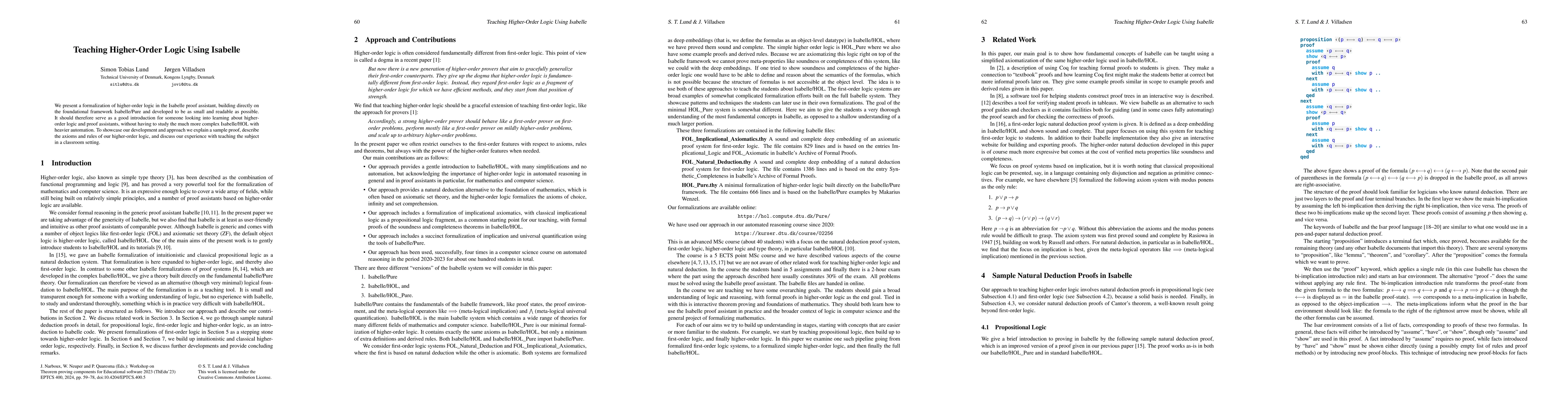 Thumbnail for Teaching Higher-Order Logic Using Isabelle