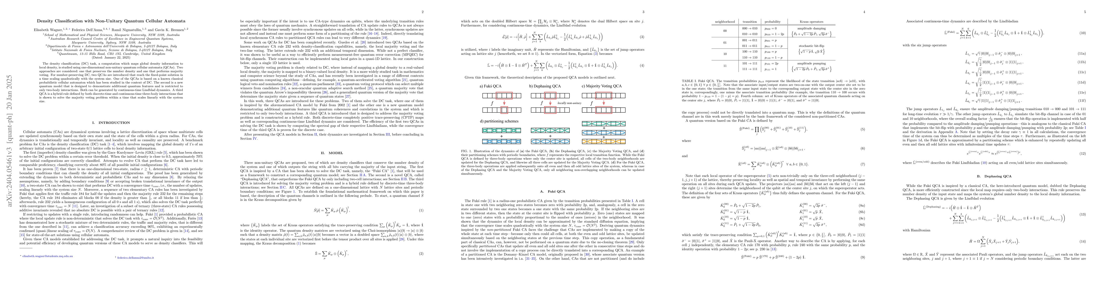 Thumbnail for Density Classification with Non-Unitary Quantum Cellular Automata