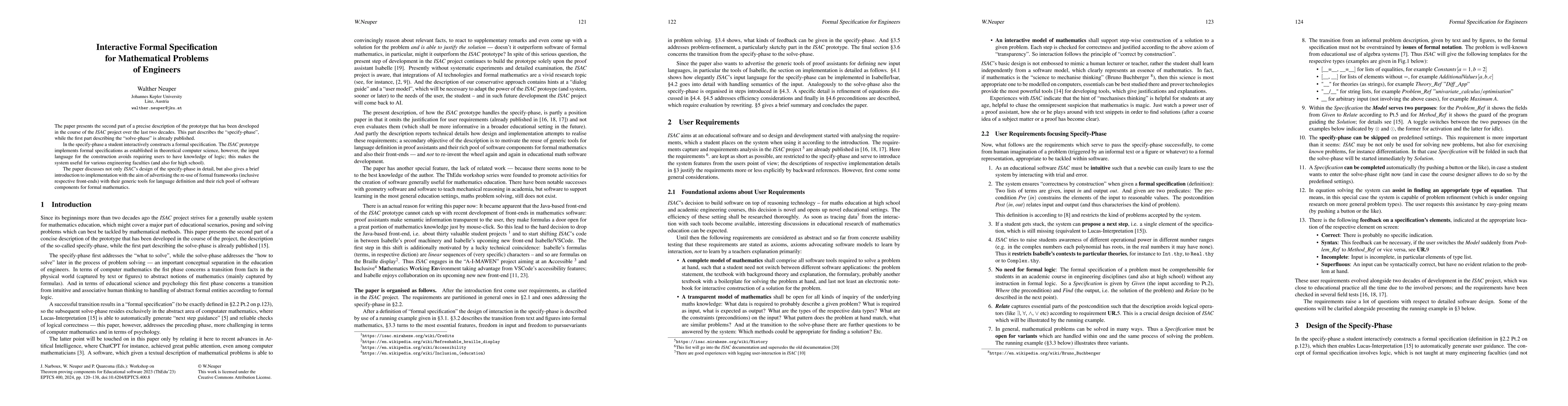 Thumbnail for Interactive Formal Specification for Mathematical Problems of Engineers