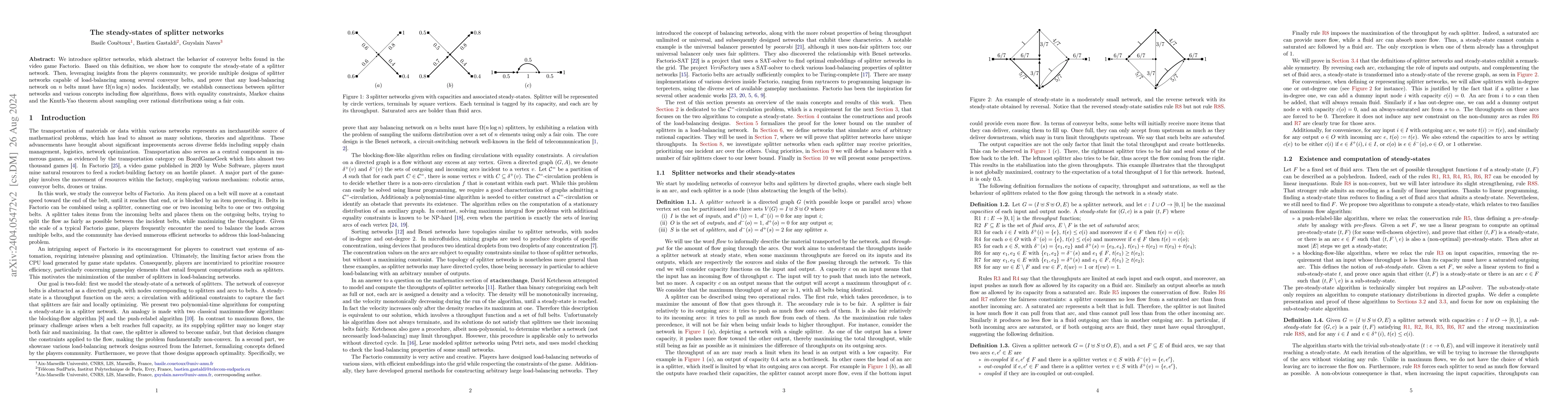 Thumbnail for The steady-states of splitter networks