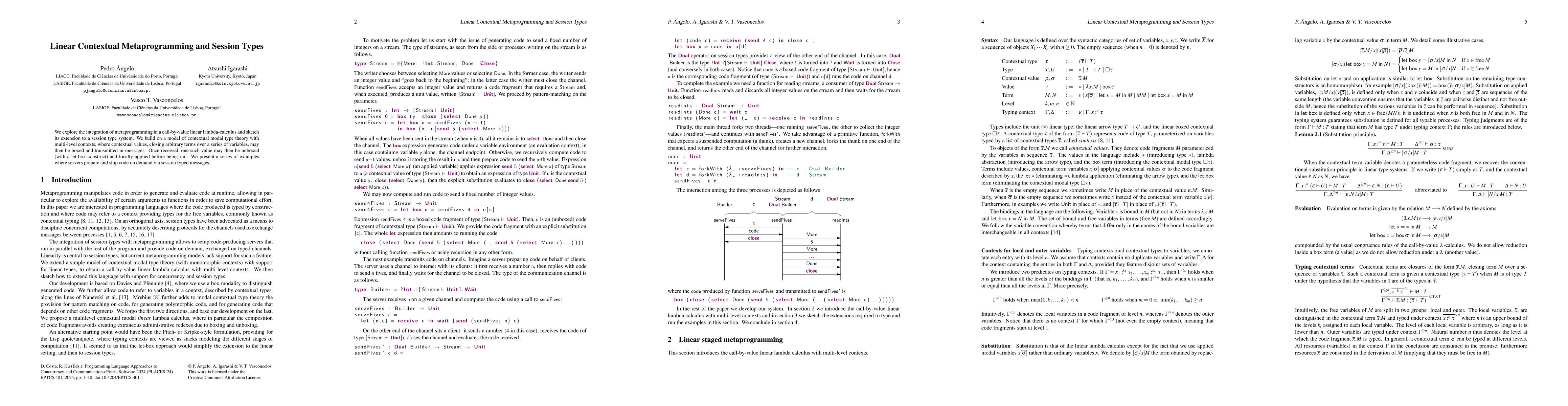 Thumbnail for Linear Contextual Metaprogramming and Session Types
