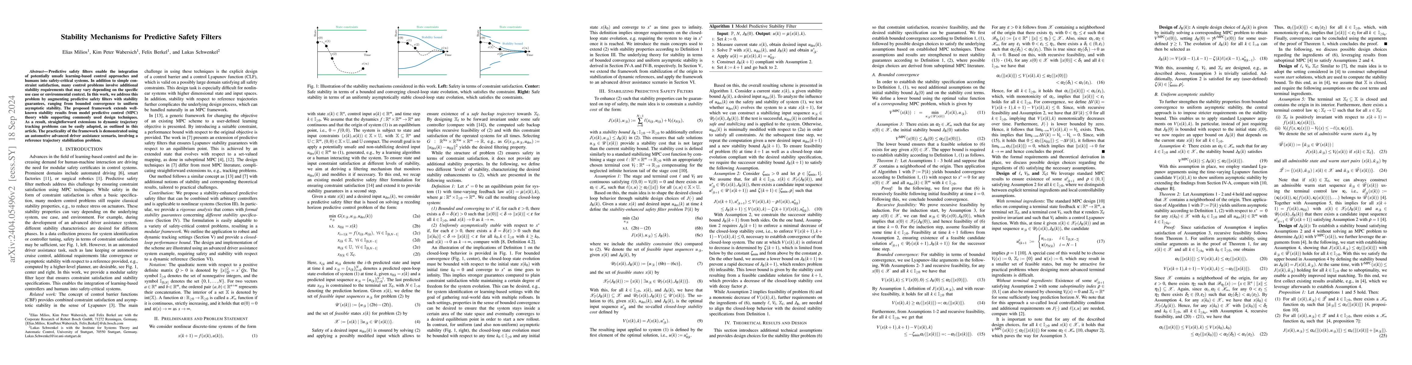 Thumbnail for Stability Mechanisms for Predictive Safety Filters