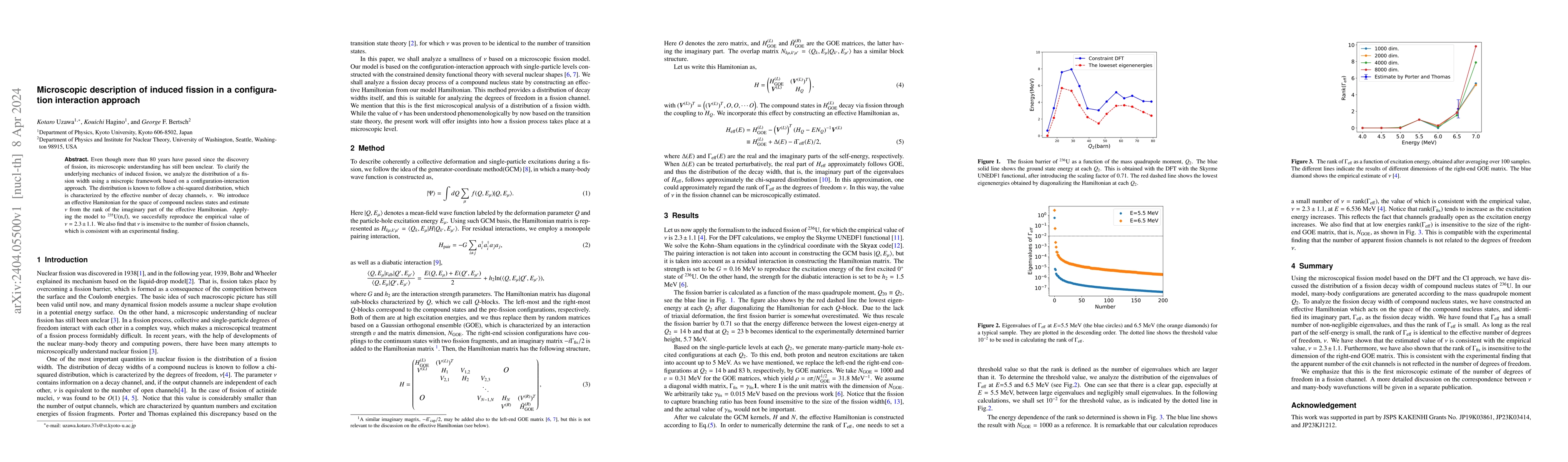 Thumbnail for Microscopic description of induced fission in a configuration
  interaction approach