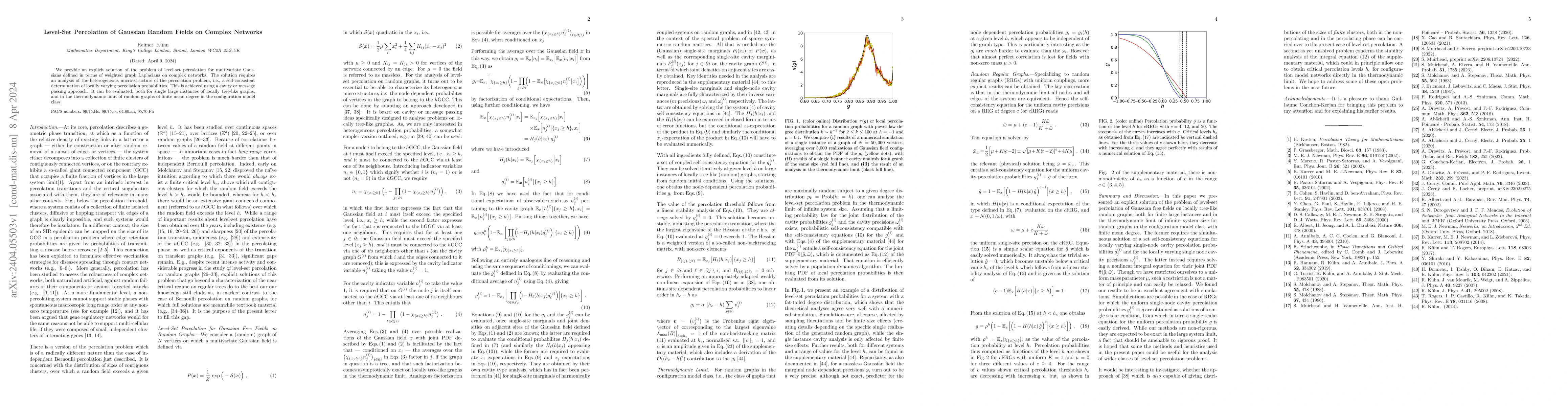 Thumbnail for Level-Set Percolation of Gaussian Random Fields on Complex Networks