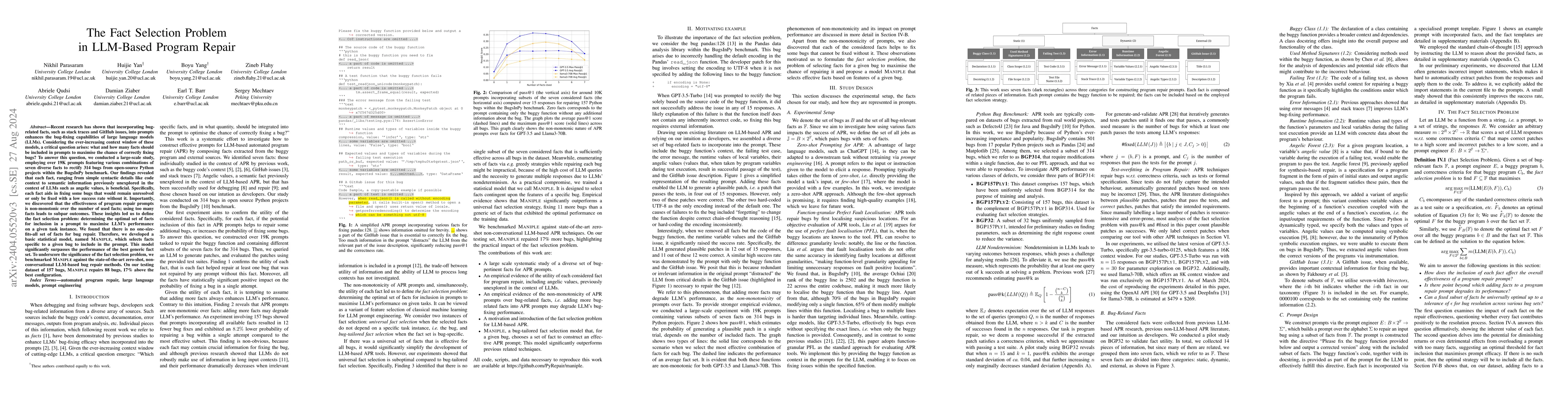 Thumbnail for The Fact Selection Problem in LLM-Based Program Repair