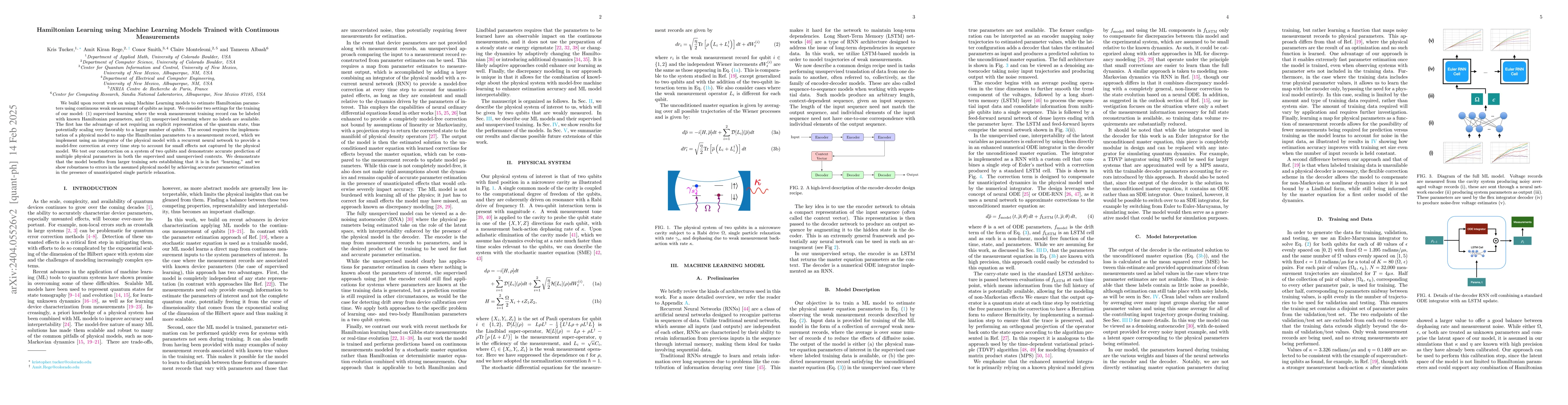 Thumbnail for Hamiltonian Learning using Machine Learning Models Trained with
  Continuous Measurements