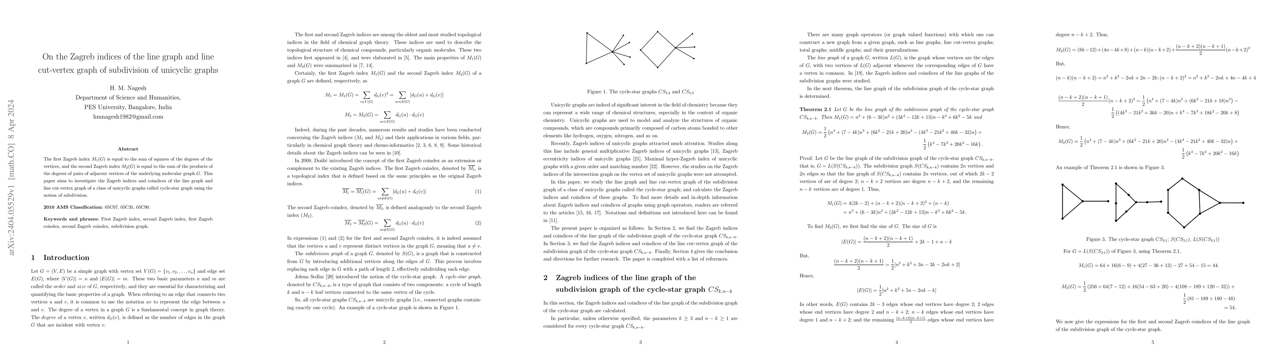 Thumbnail for On the Zagreb indices of the line graph and line cut-vertex graph of
  subdivision of unicyclic graphs