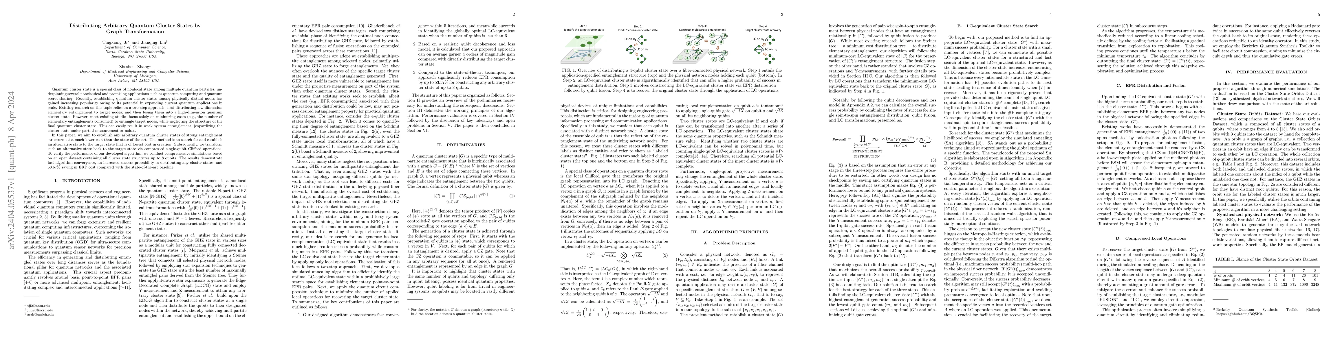 Thumbnail for Distributing Arbitrary Quantum Cluster States by Graph Transformation