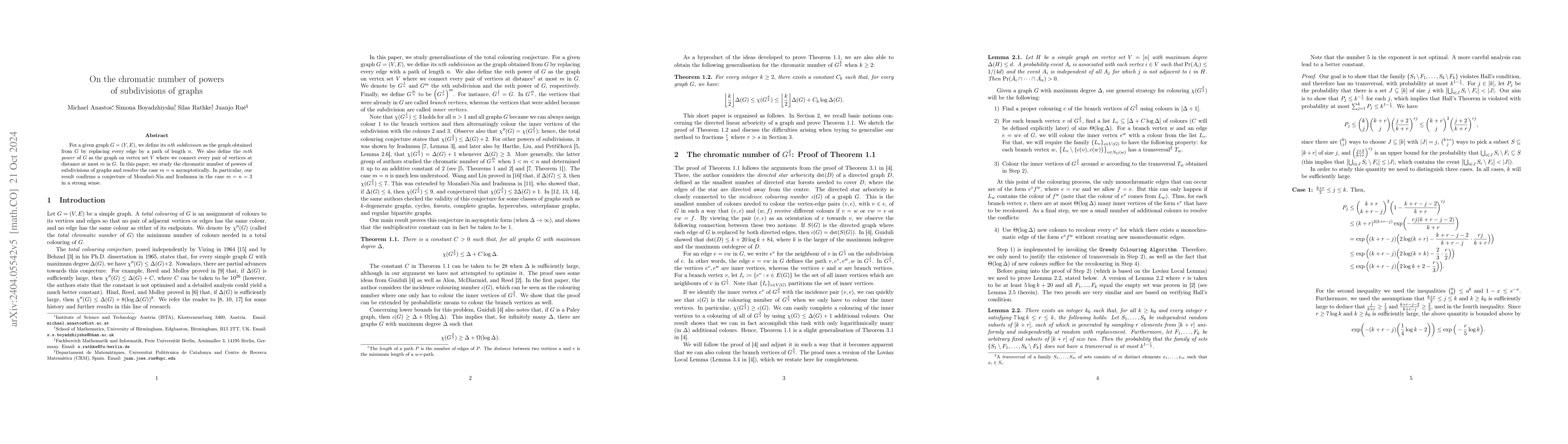 Thumbnail for On the chromatic number of powers of subdivisions of graphs