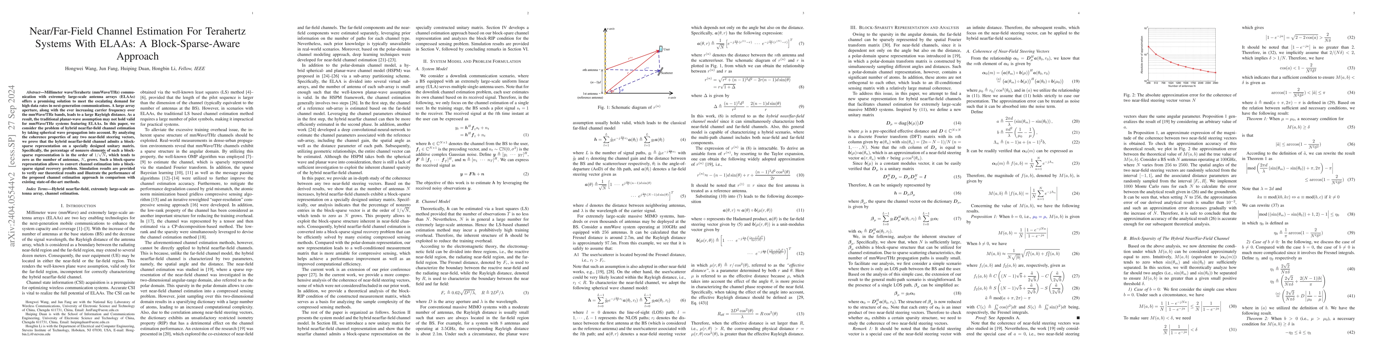 Thumbnail for Near/Far-Field Channel Estimation For Terahertz Systems With ELAAs: A
  Block-Sparse-Aware Approach