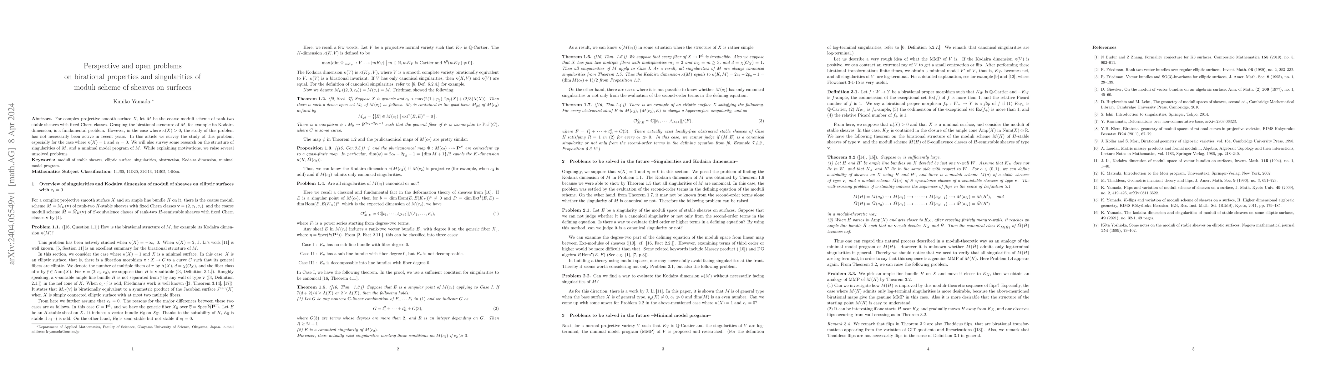 Thumbnail for Perspective and open problems on birational properties and singularities
  of moduli scheme of sheaves on surfaces