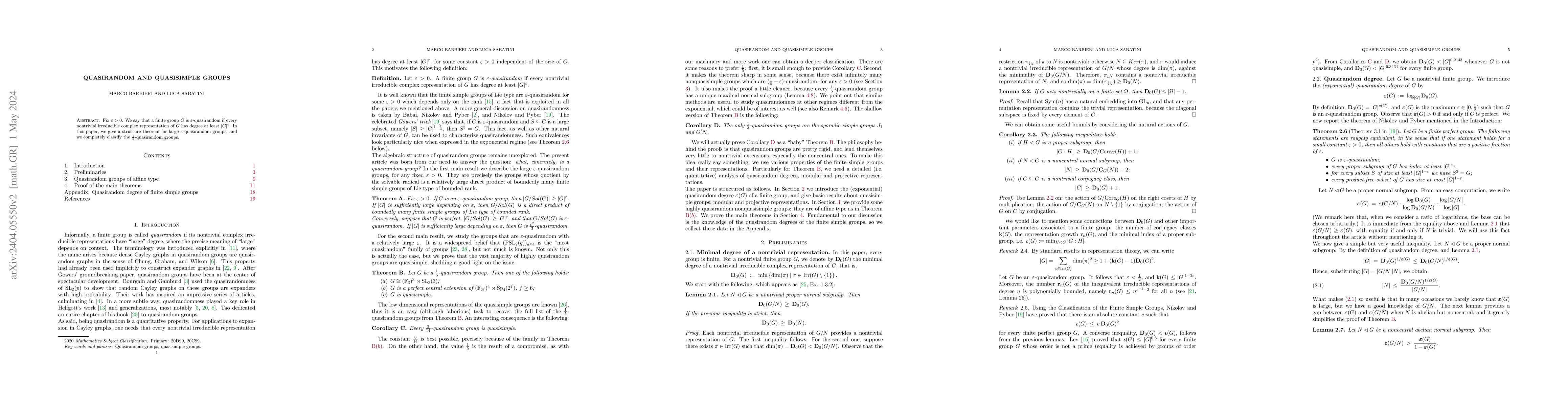 Thumbnail for Quasirandom and quasisimple groups