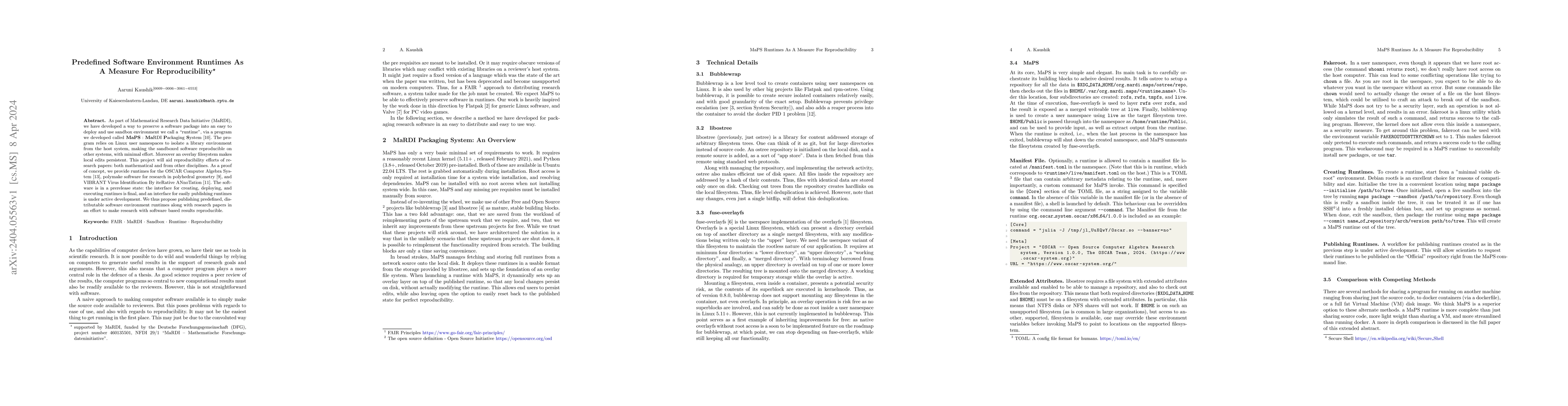 Thumbnail for Predefined Software Environment Runtimes As A Measure For
  Reproducibility