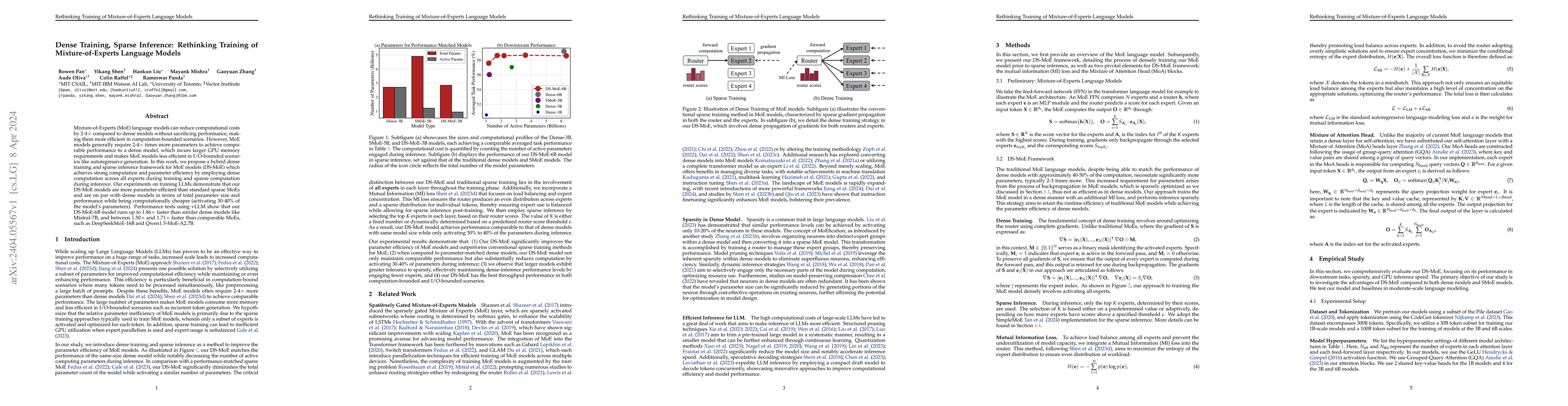 Thumbnail for Dense Training, Sparse Inference: Rethinking Training of
  Mixture-of-Experts Language Models