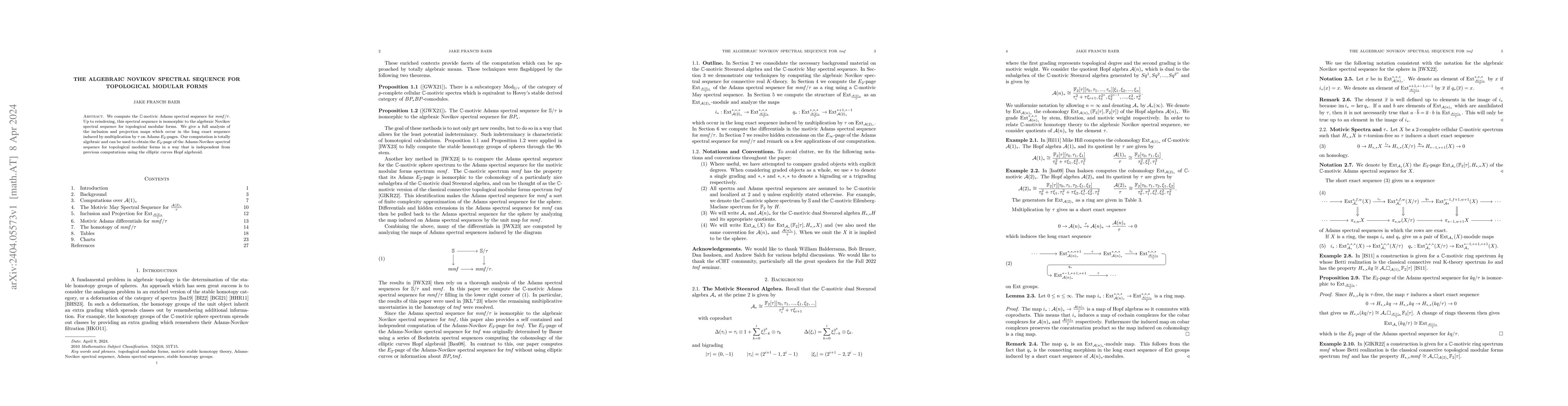 Thumbnail for The algebraic Novikov spectral sequence for topological modular forms