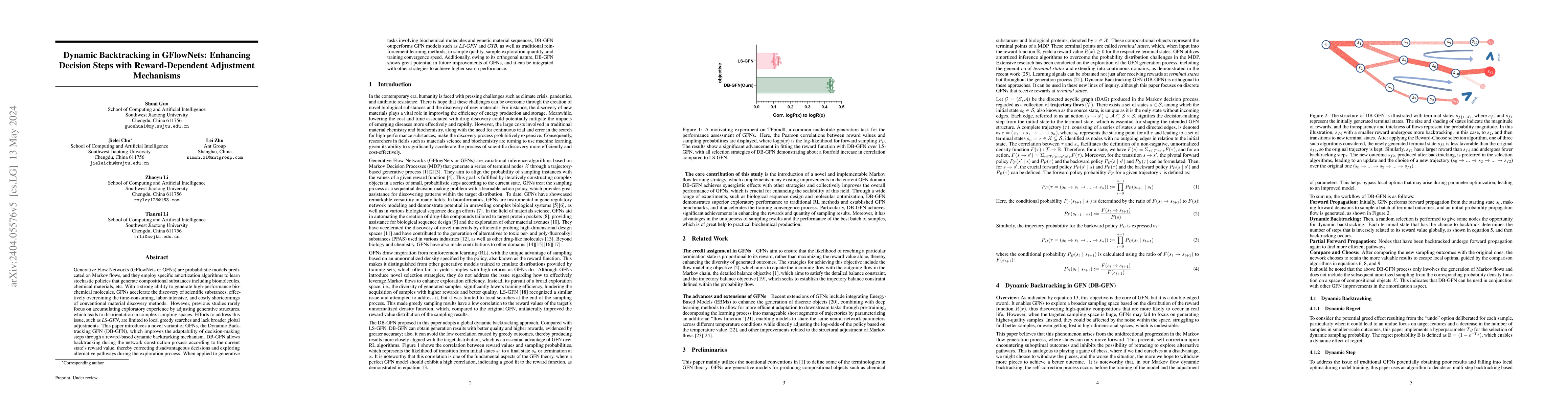 Thumbnail for Dynamic Backtracking in GFlowNets: Enhancing Decision Steps with
  Reward-Dependent Adjustment Mechanisms